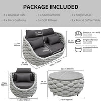 Outdoor Patio Furniture Set Built for All-Weather Comfort, Rust-Proof Aluminum, UV-Resistant Rope, Thick Cushions