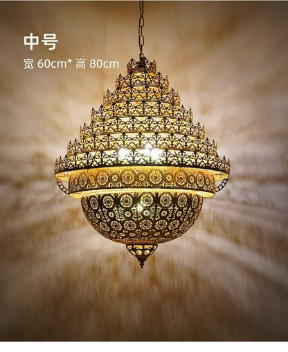 Bohemian Retro Chandelier Luxury Iron Golden Pendant Light Living Dining Hotel Coffee Shop Exhibition Hall Indoor Lamp