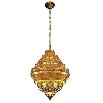 Bohemian Retro Chandelier Luxury Iron Golden Pendant Light Living Dining Hotel Coffee Shop Exhibition Hall Indoor Lamp