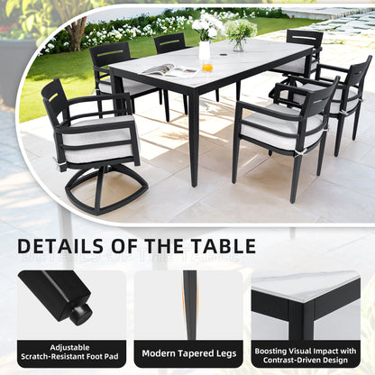Modern 7PC Outdoor Patio Aluminum Dining Set