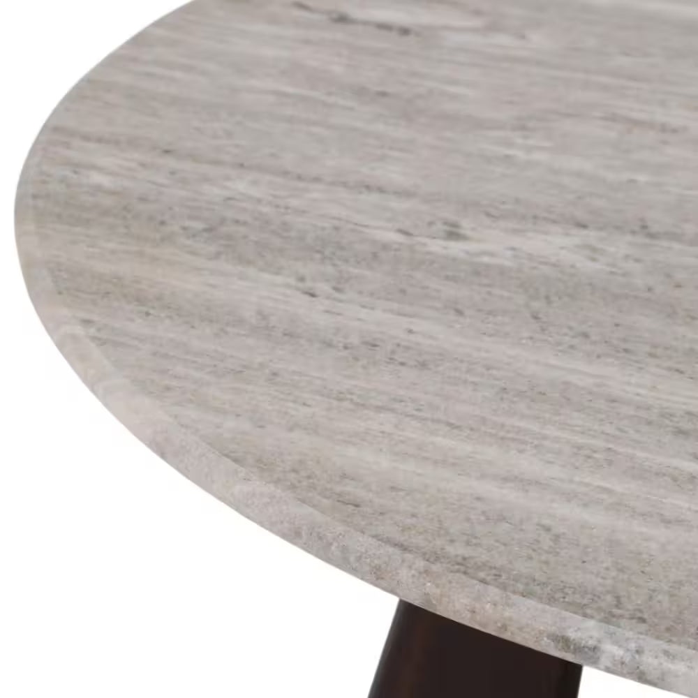30 In. X 17 In. Brown round Marble Top Coffee Table with Openwork Base
