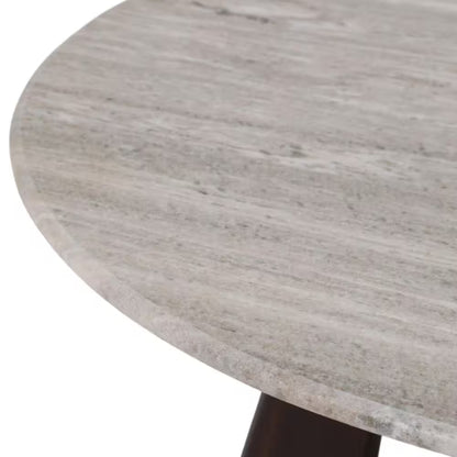 30 In. X 17 In. Brown round Marble Top Coffee Table with Openwork Base