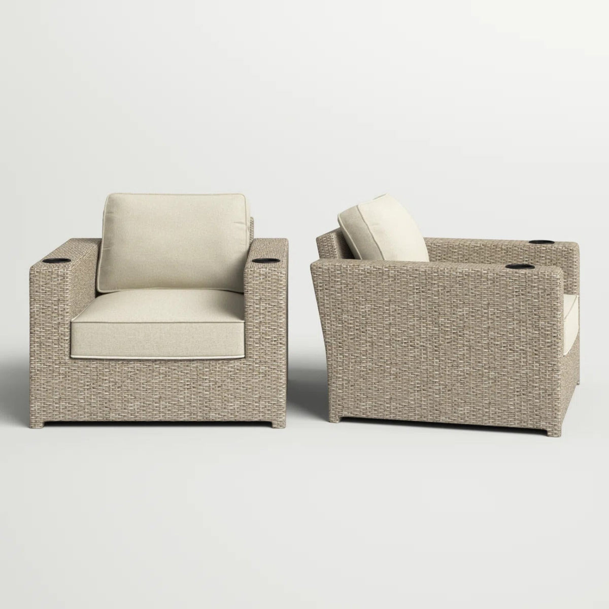 Fully Assembled Outdoor Lounge Chairs with Cushions, Set of 2