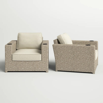 Fully Assembled Outdoor Lounge Chairs with Cushions, Set of 2