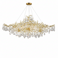 14-Lights Gold Luxury Crystal Linear Chandelier, Modern Tree Branch Chandelier for Dinning Room, Kitchen, Living Room