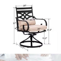 5-Piece Metal Outdoor Dining Set with Beige Cushions and Swivel Dining Chairs