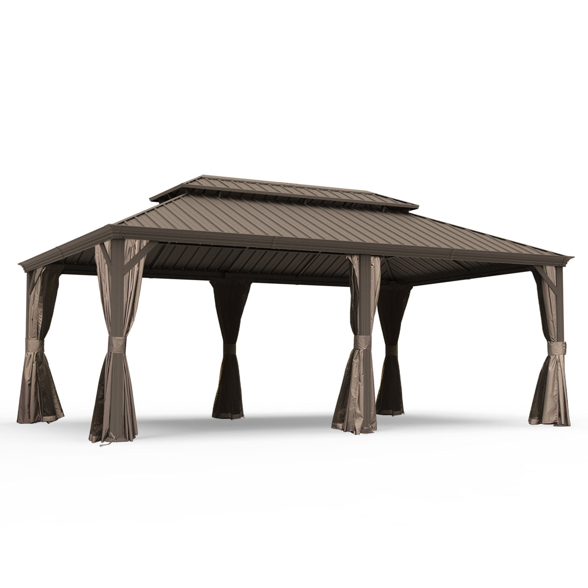 14' x 20' Hardtop Gazebo with Dual-Layer Galvanized Steel Roof - Metal Finish