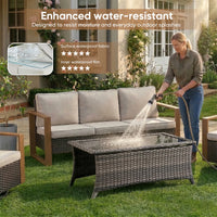 Luxury Outdoor Wicker Patio Furniture Set,5 Piece Deep Seating Outdoor Conversation Set with Patio Swivel Rocker Patio Chairs,Rattan Couch and Ottomans for Deck Porch Poolside