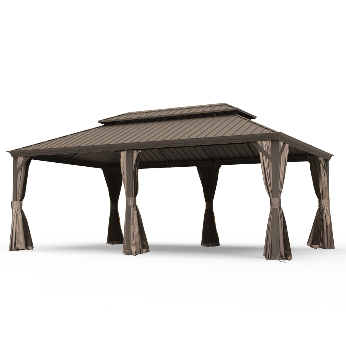 14' x 20' Hardtop Gazebo with Dual-Layer Galvanized Steel Roof - Metal Finish