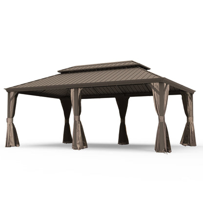 14' x 20' Hardtop Gazebo with Dual-Layer Galvanized Steel Roof - Metal Finish