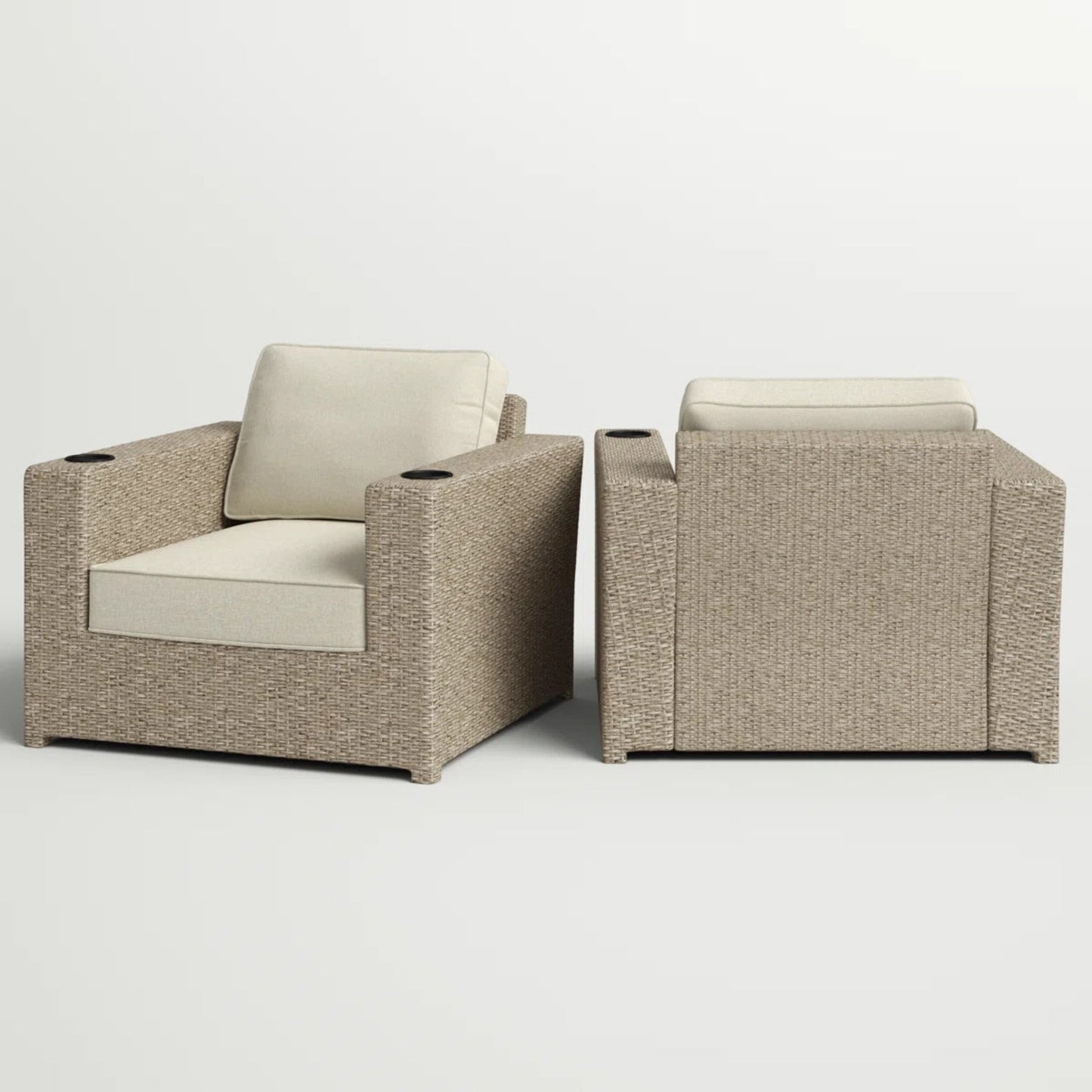 Fully Assembled Outdoor Lounge Chairs with Cushions, Set of 2