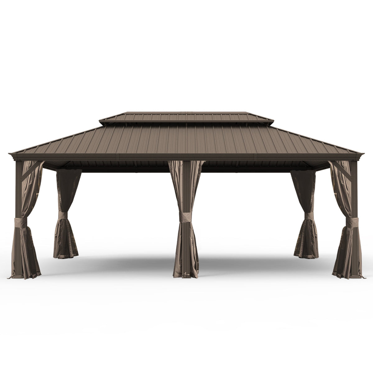 14' x 20' Hardtop Gazebo with Dual-Layer Galvanized Steel Roof - Metal Finish