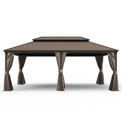 14' x 20' Hardtop Gazebo with Dual-Layer Galvanized Steel Roof - Metal Finish
