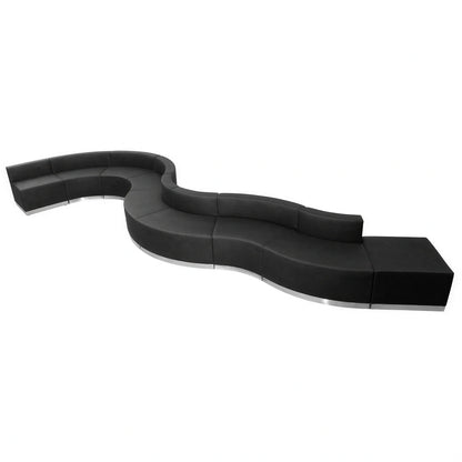Flash Furniture Hercules - Alon ZB-803-560-SET-BK-GG 9-Piece Modular Reception Seating Configuration, Black LeatherSoft Upholstery
