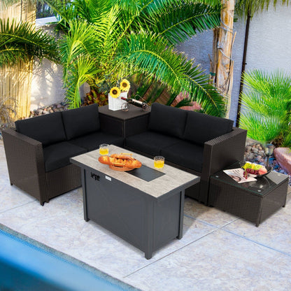5-Piece Patio Furniture Set with Propane Fire Pit Table