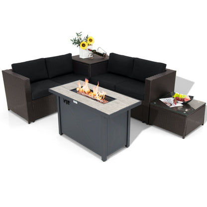 5-Piece Patio Furniture Set with Propane Fire Pit Table