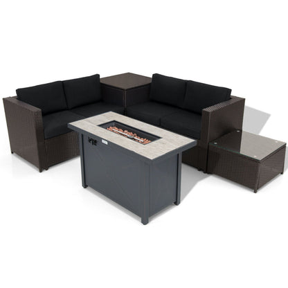 5-Piece Patio Furniture Set with Propane Fire Pit Table
